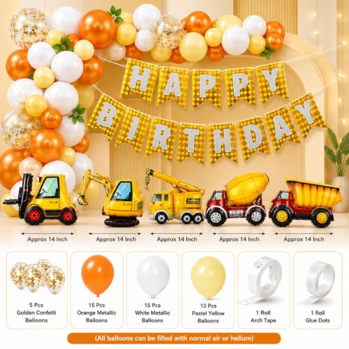 Image of 56 Pcs JCB Construction Theme Birthday Decoration Balloon Kit