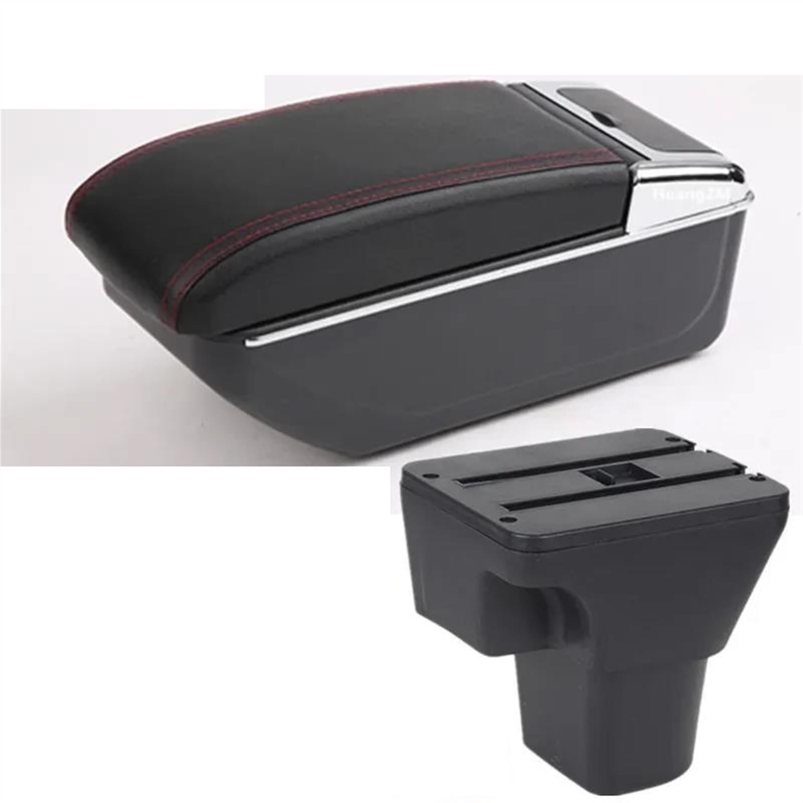 NMJLQW Storage Rack Center Console Armrest Storage Box For Accent For Verna Car Interior Parts Modification Accessories(B red line NO USB)