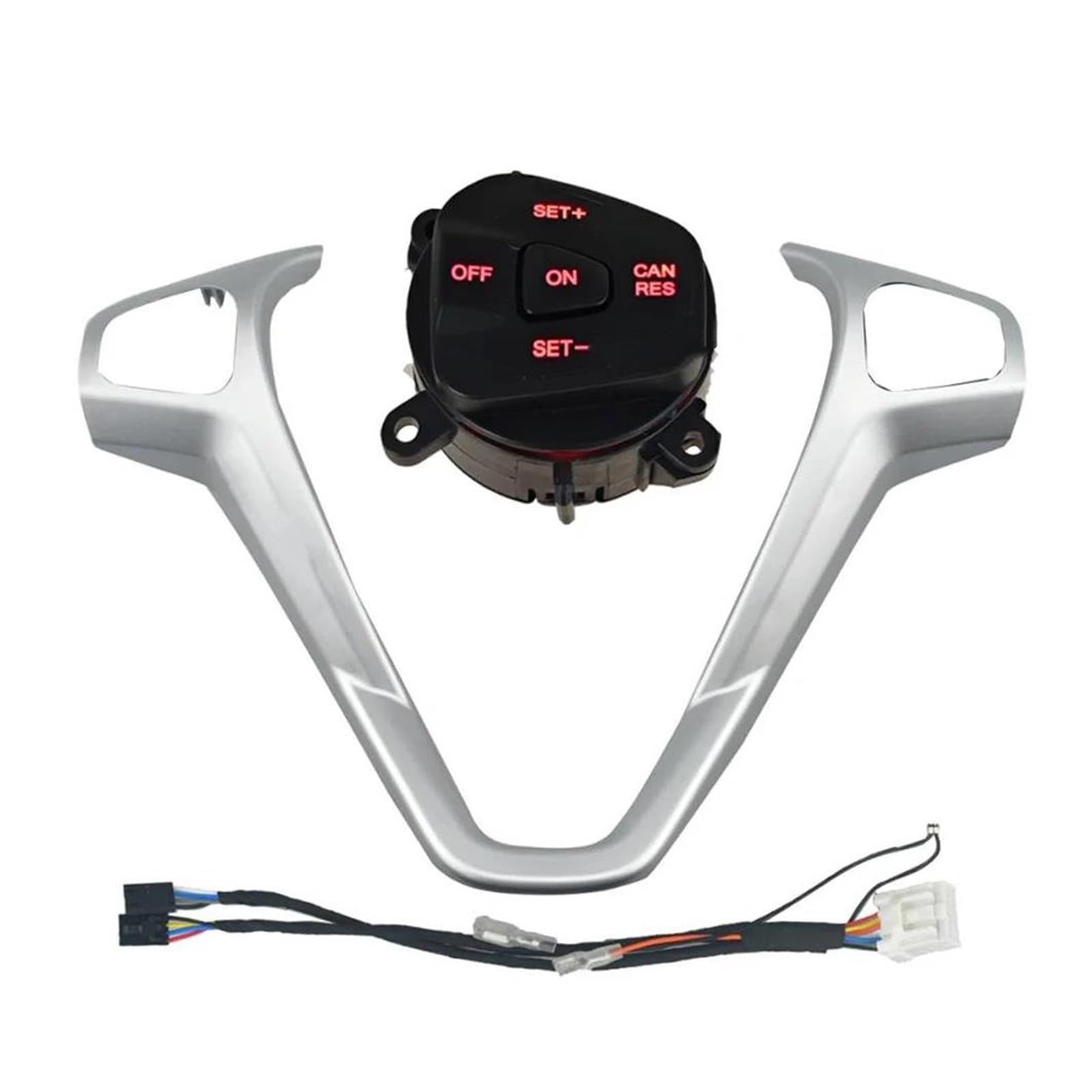 Auto Lenkrad Tempomat Schalter Für Fiesta MK7 MK8 Für Ecosport 2013-2015 Auto Rahmen Panel Lenkrad Abdeckung + Tempomat Tasten + Draht(Red backlight)