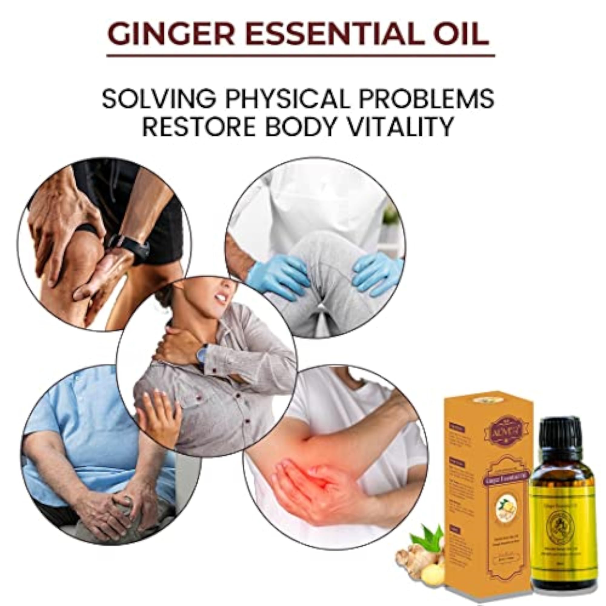 Ginger Essential Oil for Blood Circulation & Pain Relief, Warming Effect