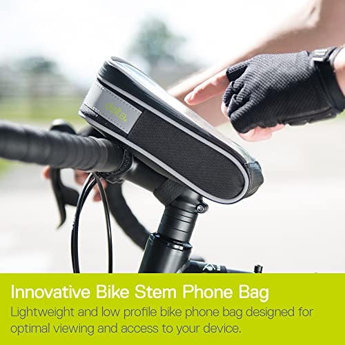 Bike Stem Phone Bag By Delta Cycle - Mounts To Bike Stem For Optimal Viewing - Lightweight & Waterproof Bicycle Bag, Integrated Storage & Mounting Straps - Phone Case Holder Accessories Cycling Pouch #TOP1