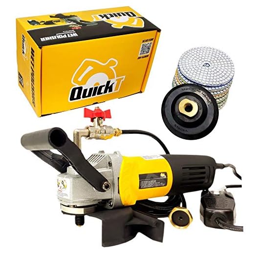 QuickT SPW702A Concrete Countertop Wet Polisher Variable Speed Grinder Sander Granite Stone Polisher Polishing Fabrication Tools Kit - 4" Diamond Polishing Pads for Concrete Granite Marble Tile Polish