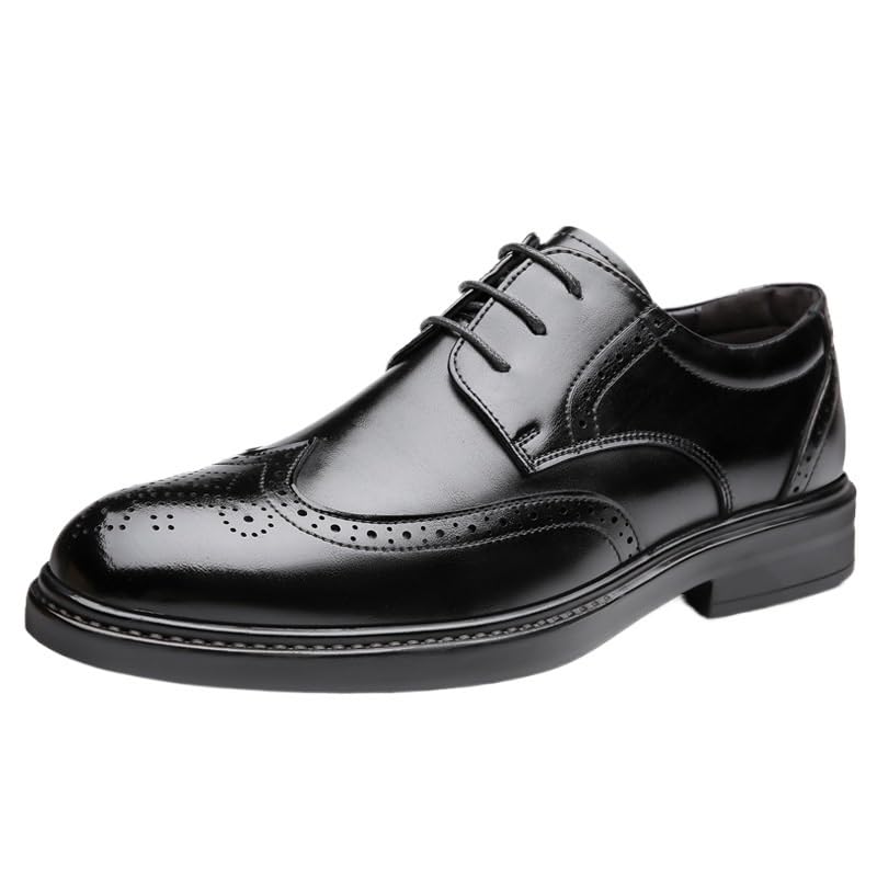 Mens Retro Dress Shoes Men Dressy Suit Tuxedo Weeding Prom Derby Shoes Comfortable Business Height Increasing Non-Slip Softsole