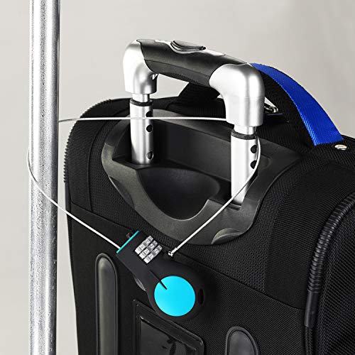 Lewis N. Clark Tsa Approved Padlock & Bike Lock For Luggage + Travel, Set Your Combo W/30In Retractable Steel Cable, Blue, One Size #TOP4