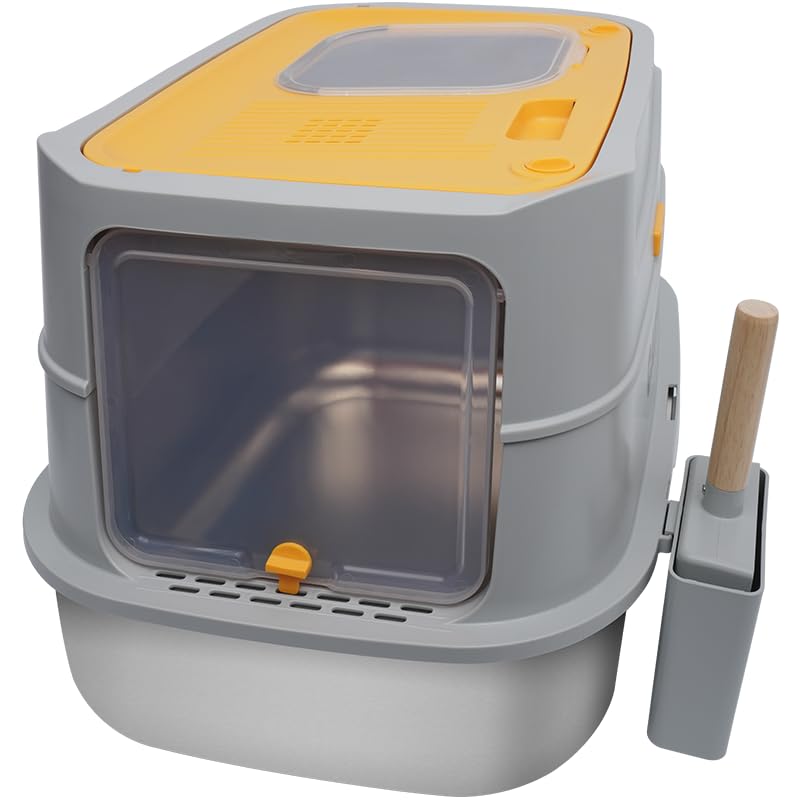 Caja de arena para gatos de acero inoxidable grande miniatura 4