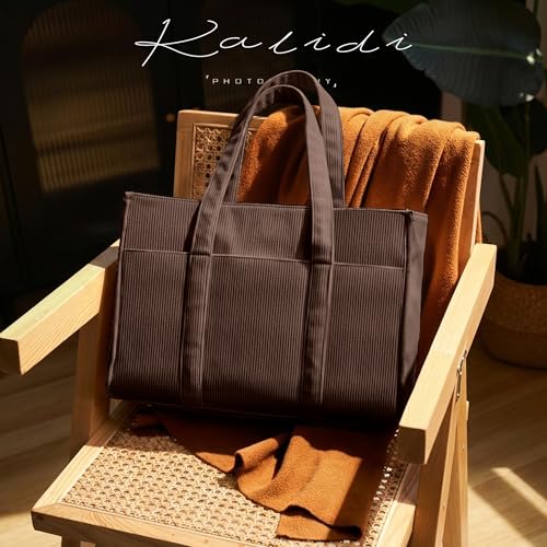 Bolso Tote de Pana Grande Casual con Portavasos 40oz miniatura 6