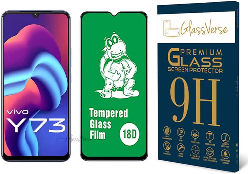 GlassVerse 18D Tempered Glass With Inbuilt Airbag Borders For Vivo Y73 Smartphone(Pack Of 1) With Free Installation Kit Full Screen Coverage If Received Damaged-6.44 Inch