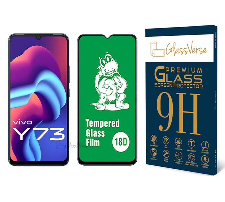 GlassVerse 18D Tempered Glass With Inbuilt Airbag Borders For Vivo Y73 Smartphone(Pack Of 1) With Free Installation Kit Full Screen Coverage If Received Damaged-6.44 Inch