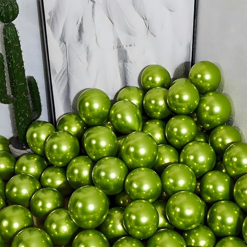 Image of Chrome Metallic Balloons Light Green 100 pcs Glossy Latex Balloon for Birthday Decoration Kit Wedding, Anniversary Floral Garland 10 Inch Helium Supported