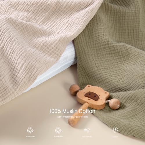 Image of lulumoon Muslin Bassinet Sheets 3Pack: Fitted Most Bedside Sleeper Mattress | Soft Cotton Bassinet Mattress Sheets for Baby - 33x21 inch Flexible Fit for Baby Delight Dream on Me and Other Rectangle pads