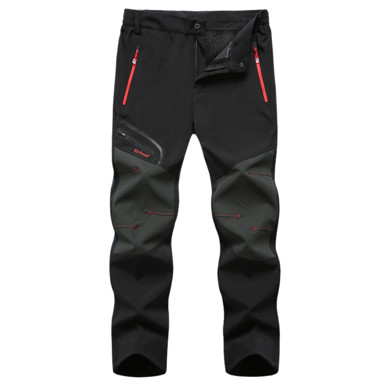 Pantalones de esquí impermeables para hombre, con forro polar, acolchados gruesos, bolsillos con cremallera, para senderismo y esquí, al aire libre, pantalones de snowboard acolchados gruesos