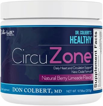 Dr. Colbert, MD CircuZone Powder | by Divine Health | Berry Limeade Flavor | Nitric Oxide | Beet Root | Citrulline | Grape Seed | Pomegranate | 10.58 oz