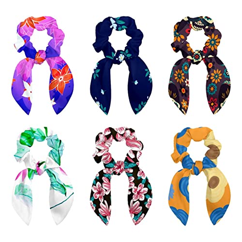 Chouchous pour cheveux avec nœud papillon souple et élastique durable à motifs tropicaux