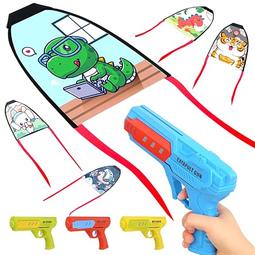 Image of VGRASSP Catapult Kite Gun Toy for Kids - Launcher Shooter with 1 Flying Kite - Outdoor Sports Flying Toy Gift for Boys & Girls - Color and Design As Per Stock