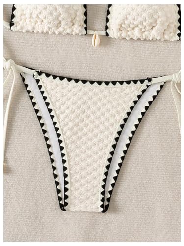SHENHE Women's 2 Piece Triangle Beach Bikini Sets Color Block Halter Swimsuit Bathing Suit4