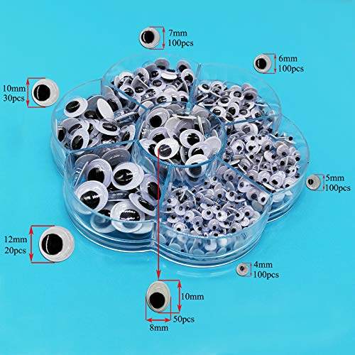 FANGZIDM 500 Pezzi Occhi in Plastica Autoadesivi