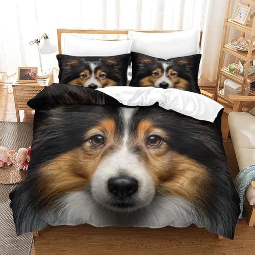 Housse de couette Berger des Shetland imprimé 3D portrait haute définition