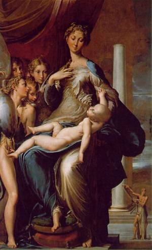 Peinture à l'huile Madonna dal Collo Lungo pour sublimer la décoration murale de votre grand salon