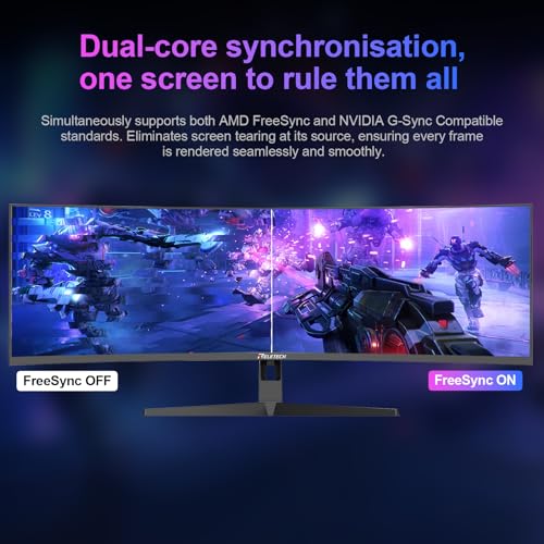 Image of 49 inch Ultra-Wide Curved Gaming Monitor 165Hz, 5K (5120x1440) Resolution,1500R 1ms Fast Response, FreeSync, 125% sRGB HDR Color Display, 2*HDMI & 2*DP, VESA Mount Compatible (R49BVR Raptor)