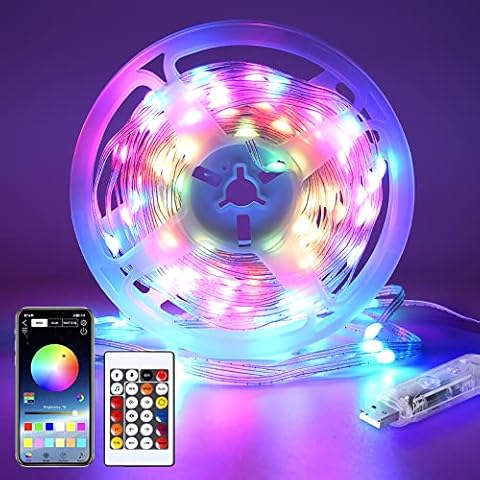 USB 10M Bunt Led Lichterkette Außen Innen, Bluetooth RGB 100 LED Mini Lichterkette Weihnachtsbaum Cover
