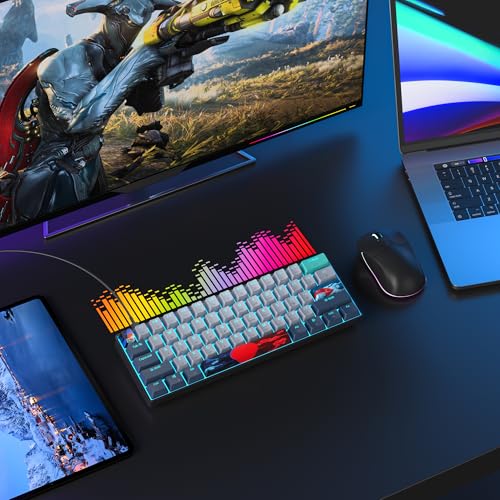 Image of 60 Percent Gaming Keyboard 61 Keys Wired Mechanical Keyboard Ultra Compact Key Board Red Switch LED Backlit for Windows Laptop Gamer(61Shark)