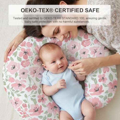 Image of Little Grape Land Nursing Pillow Covers 2 Pack, Soft & Breathable Removable Breastfeeding Pillows Covers for Feeding Pillows, Nursing Pillow Slipcover for Baby Girls Boys, (Flower)