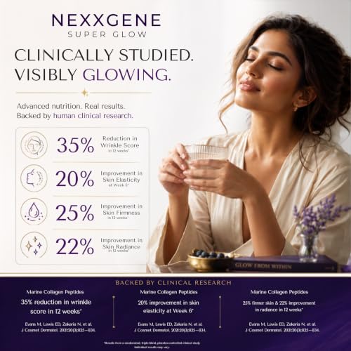 Image of Super Glow | Skin Radiance Drink Mix | 5000mg Hydrolyzed Marine Collagen Peptides Type I & III, +14 Active Ingredients | Astaxanthin, Hyaluronic Acid, Resveratrol, 5 Billion CFUs Probiotics | Alphonso Mango Flavour | 14 Sachets | 2 Weeks Supply