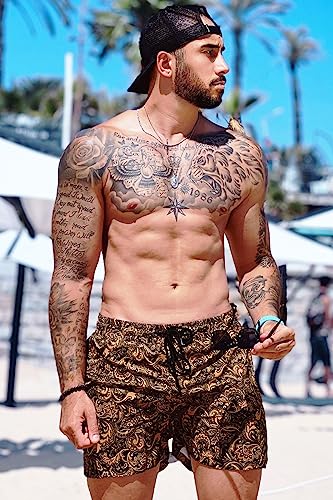 GINGTTO Men's Beach Shorts Bathing Suits with Mesh Lining2
