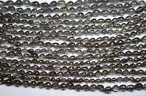 Quartz fumé perles de quartz naturel en goutte facettée pour création