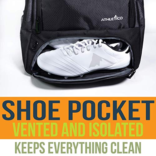Athletico Youth Soccer Bag - Soccer Backpack & Bags For Basketball, Volleyball & Football | Includes Separate Cleat And Ball Compartment (Black) #TOP3