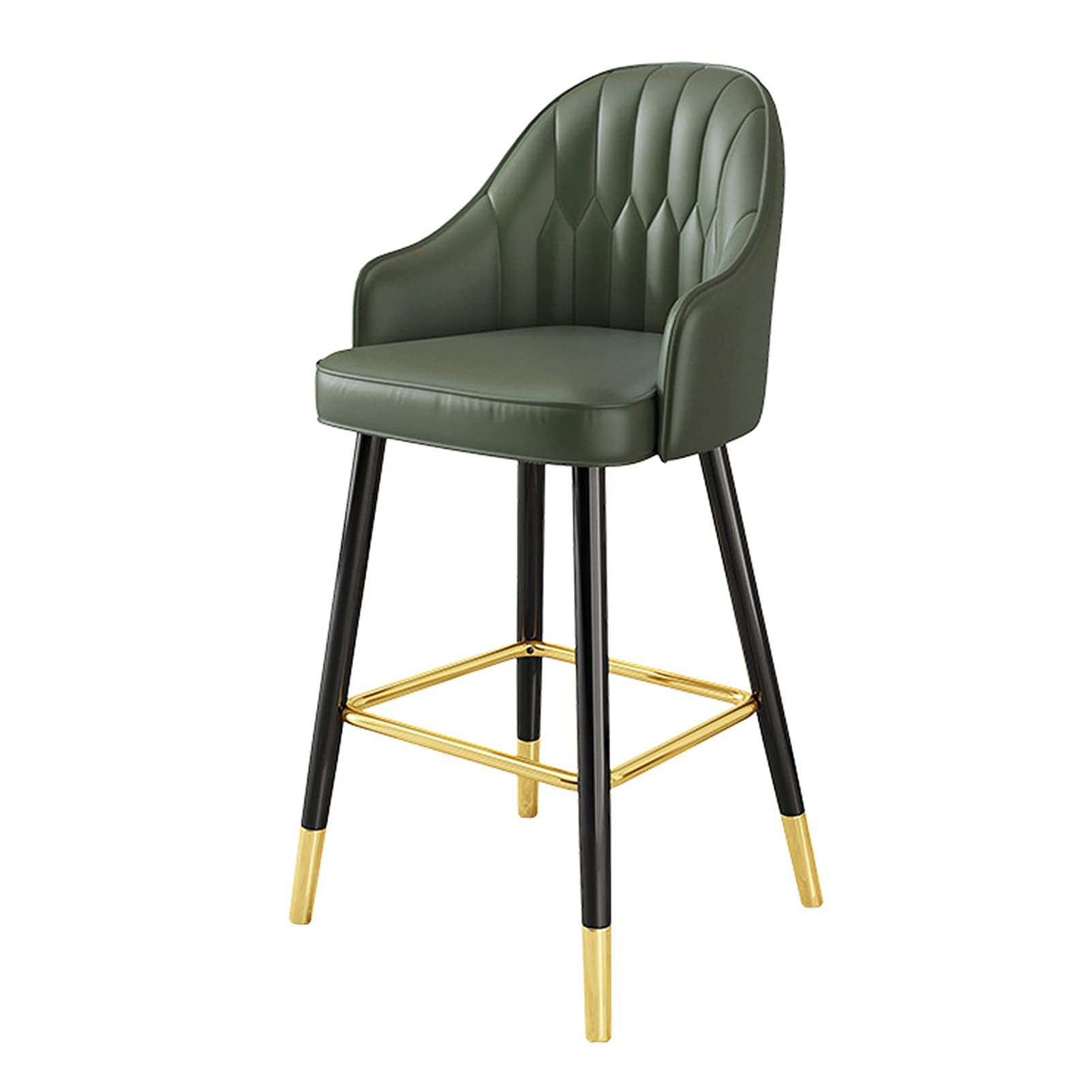 KLZUOPT Luxury Barstool Tall Bar Stools Counter Stools Leisure Bar Chair PU Leather, Height with Upholstered Back and Metal Footrest, for Pub Coffee Home Dinning Island,Green,75cm