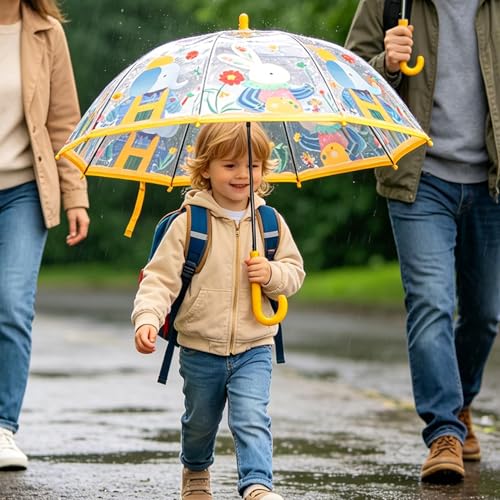 Paraguas transparente a prueba de viento infantil para niñas y niños 7