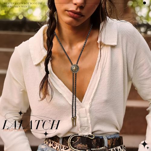 Image of Bolo Tie for Women Men, Western Bolo Tie Rodeo Cowgirl Cowboy Tie Bolo Ties Cowboy Accessories for Men Women