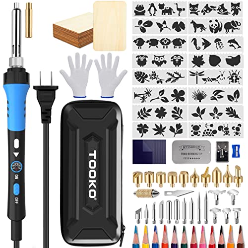 Wood Burning Kit 96 pcs Professional Wood Burning Tool Adjustable Temperature Wood Burner Tools Set with Pyrography Pen for Embossing Carving DIY Adults Crafts Beginners