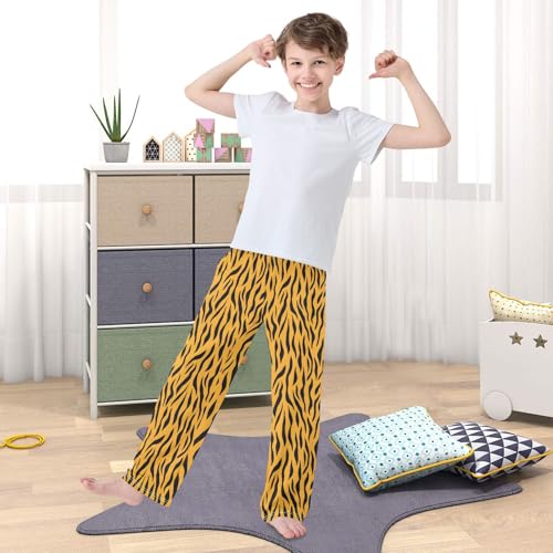 Pajama Pants Sleep Pants Soft Elastic Waist Pajama Lounge Pants Tiger Skin for 6-14 Years Old 5