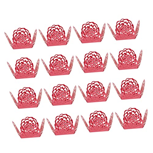 BRIGHTFUFU 100pcs Holder for Chocolate Candy Decorative Truffle Packaging Hollow Rose Trim Paper Material Wedding Party Dessert Table Decor Lightweight Compact