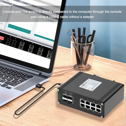 Image of Industrial Gigabit Managed L2 Ethernet Switch - 8 Ports 10 /100 /1000Base-T + 4 Ports 1000Base-X SFP Hardened Web Management DIN Rail Network Switch Support USB-C Port Connection and Ring Network