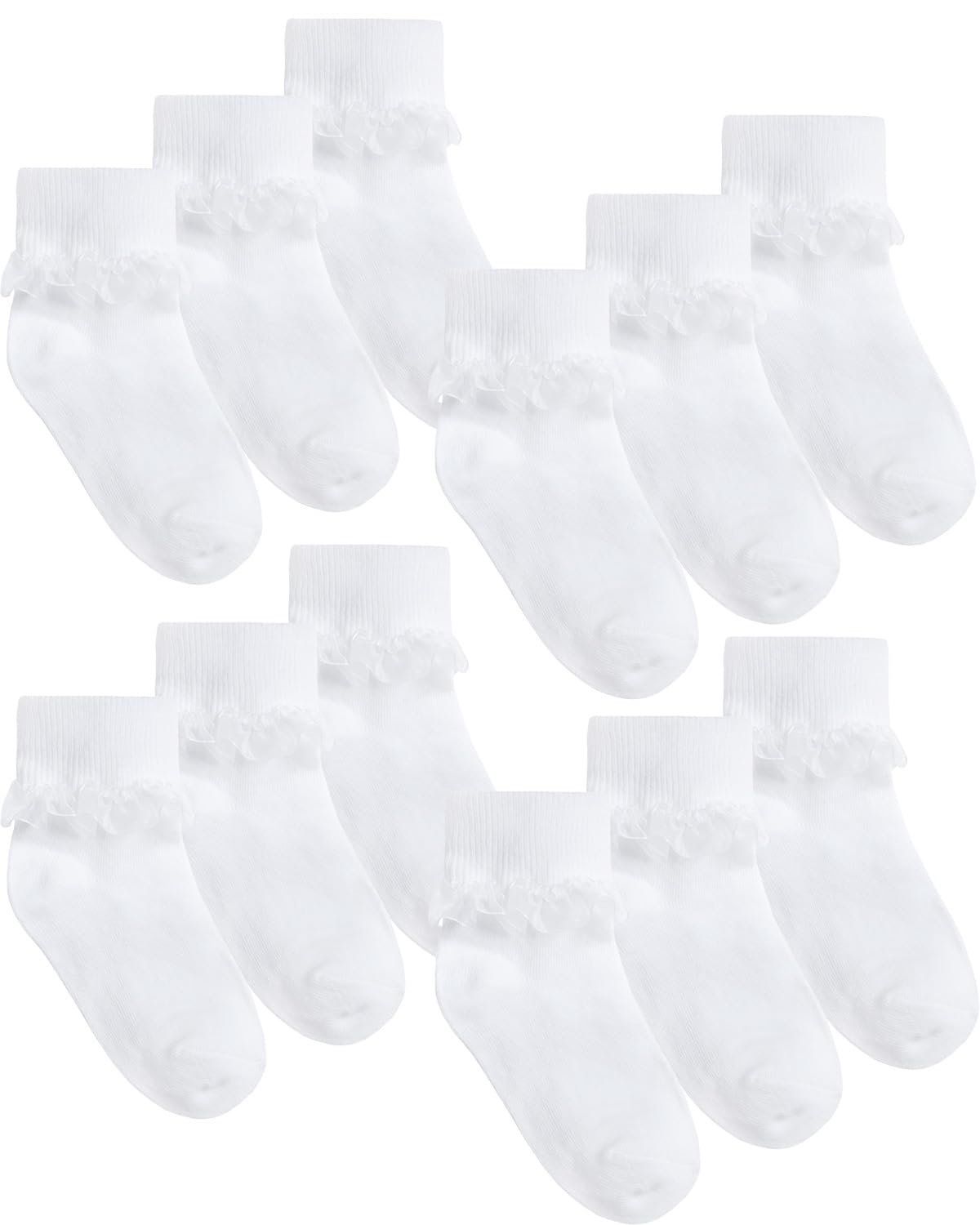 Undercover 12 Pairs - White 12 Pairs Kids Lace Socks 43B187 White 6-8.5