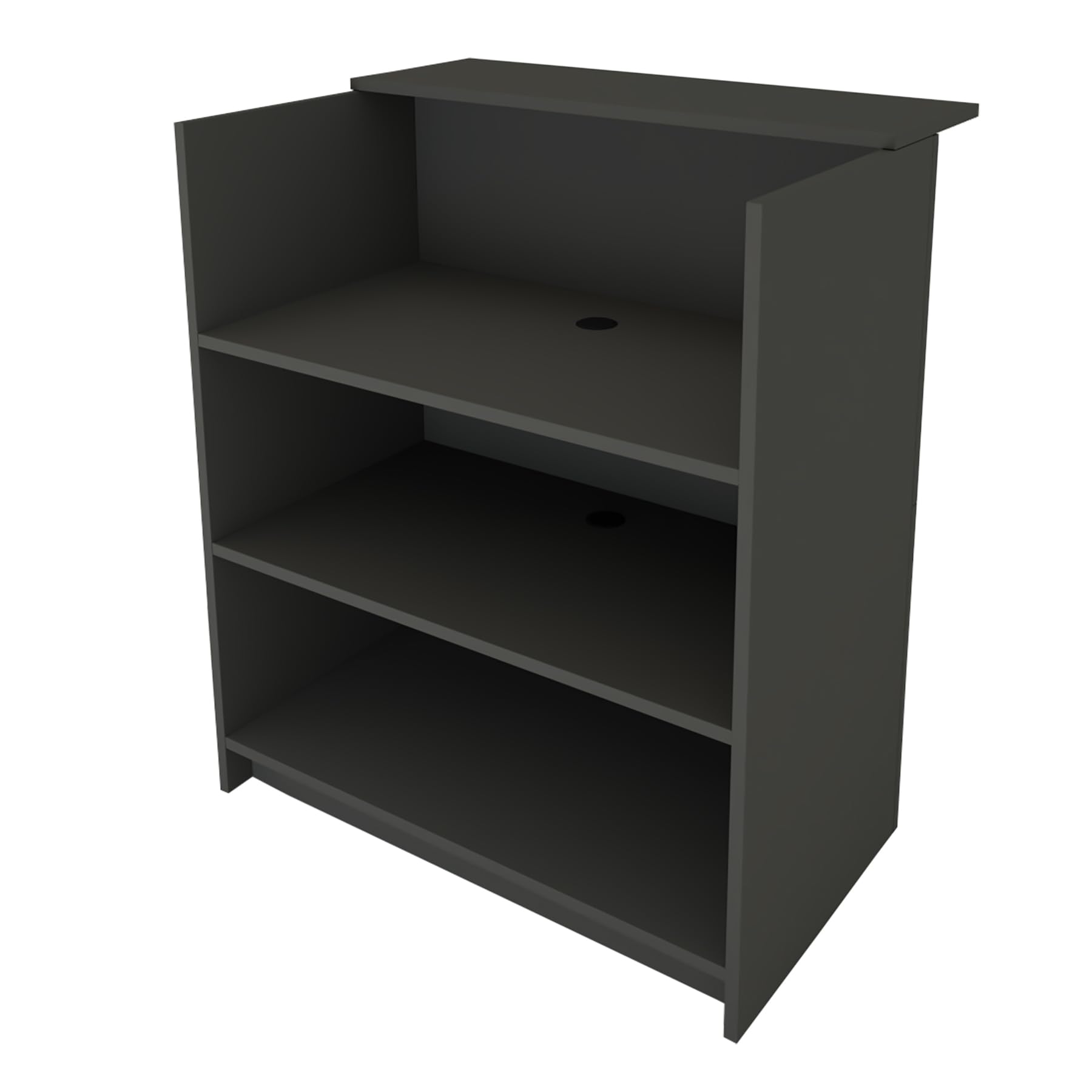 Henor Mostrador Tirón. 110 x 50/65 x 107 cm. con Mesa y Estante Interior. Ideal para Recepción Atención Oficina Comercio Negocio Local Comercial. Grafito.