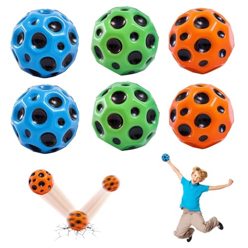 NEERIX 6 Pcs Space Ball, Bolas de Rebote, Space Bouncing Ball, Moon Ball, Bouncing Ball Ball, Bola de Espuma Ligera con Luna, High Bouncing Ball, para Regalos de Fiesta de Niños