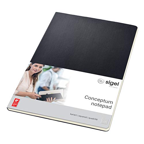 SIGEL CO800 Bloc de notas, 21.1 x 29.7 cm, cuadriculado, Hardcover, negro, Conceptum