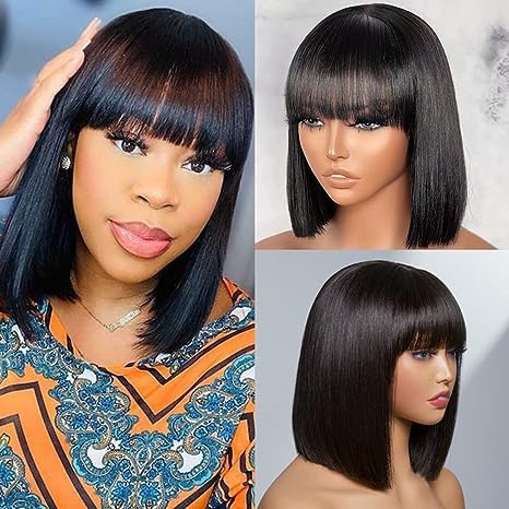 Short Bob Wig Human Hair Convenient To Wear Cozy Straight