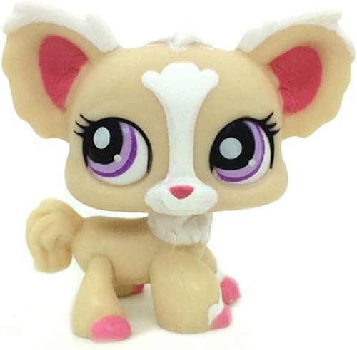 Miniatura 2 de Mini juguetes para mascotas #1892 Rare Tan Chihuahua Cachorro Perro Púrpura Ojo Animal Figura Regalo