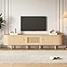 Merax Rattan TV Stand for 70 Inch TV, 180cm Oval TV Unit, TV Cabinet Storage Sideboard, Light Wood TV Console with Rounded Corners for Living Room