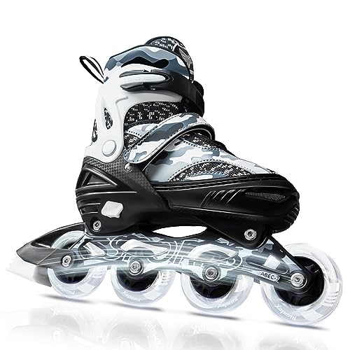 Adjustable Roller Blades, Inline Skates For Girls Kids, Light Up Adult Roller Blades Skates For Boys Girls Children Teens Women Outdoor Indoor(Black Camo) #TOP1