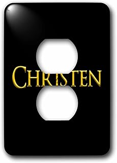 3dRose Christen popular girl baby name in the USA. Yellow on... - Light Switch Covers (lsp-376384-6)