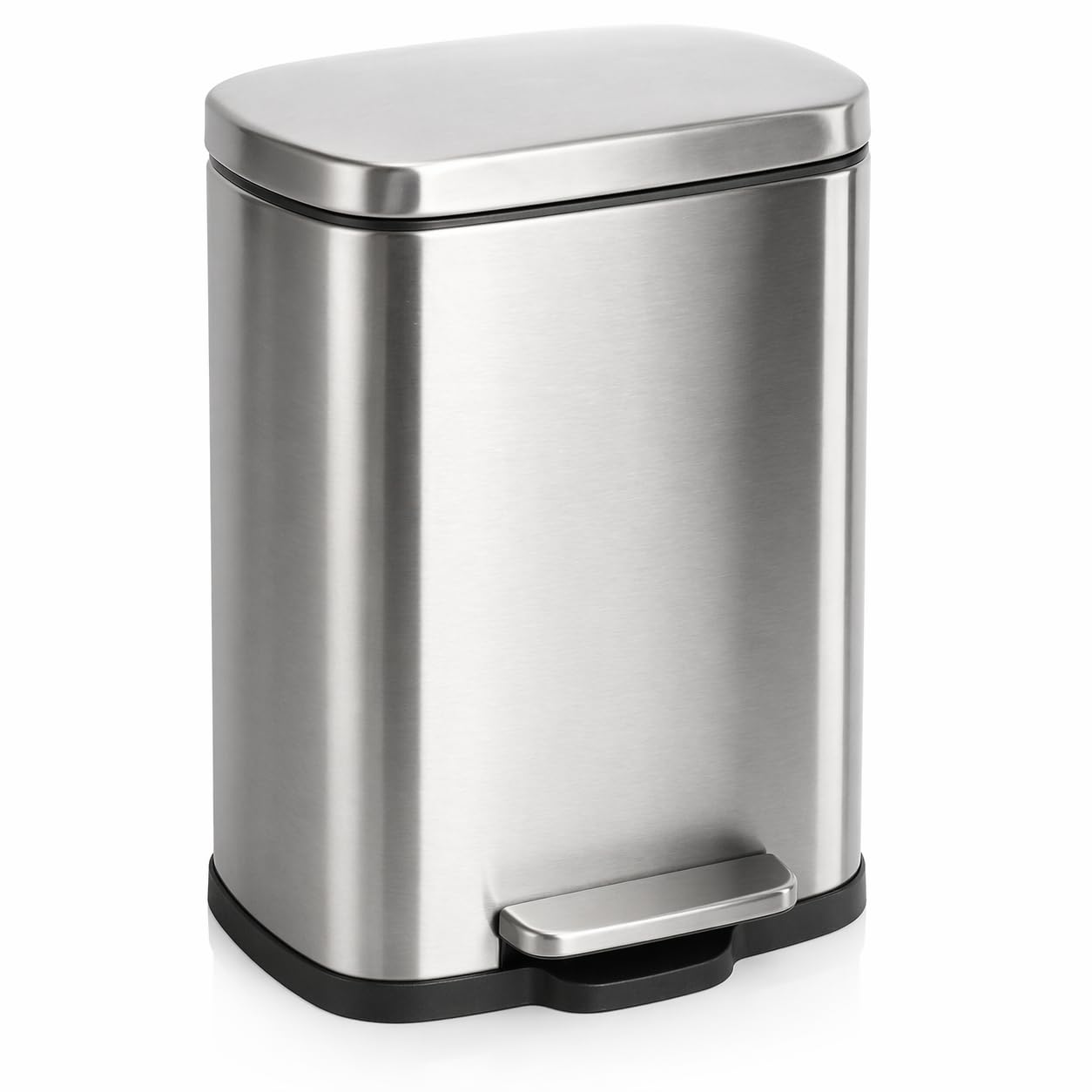 Jolie Max Stainless Steel Pedal Bin โ Fingerprint-Proof Kitchen Bin with Soft-Close Lid & Steel Bar Pedal โ Rectangular Brushed Steel Waste Bin for Home & Office (5L)