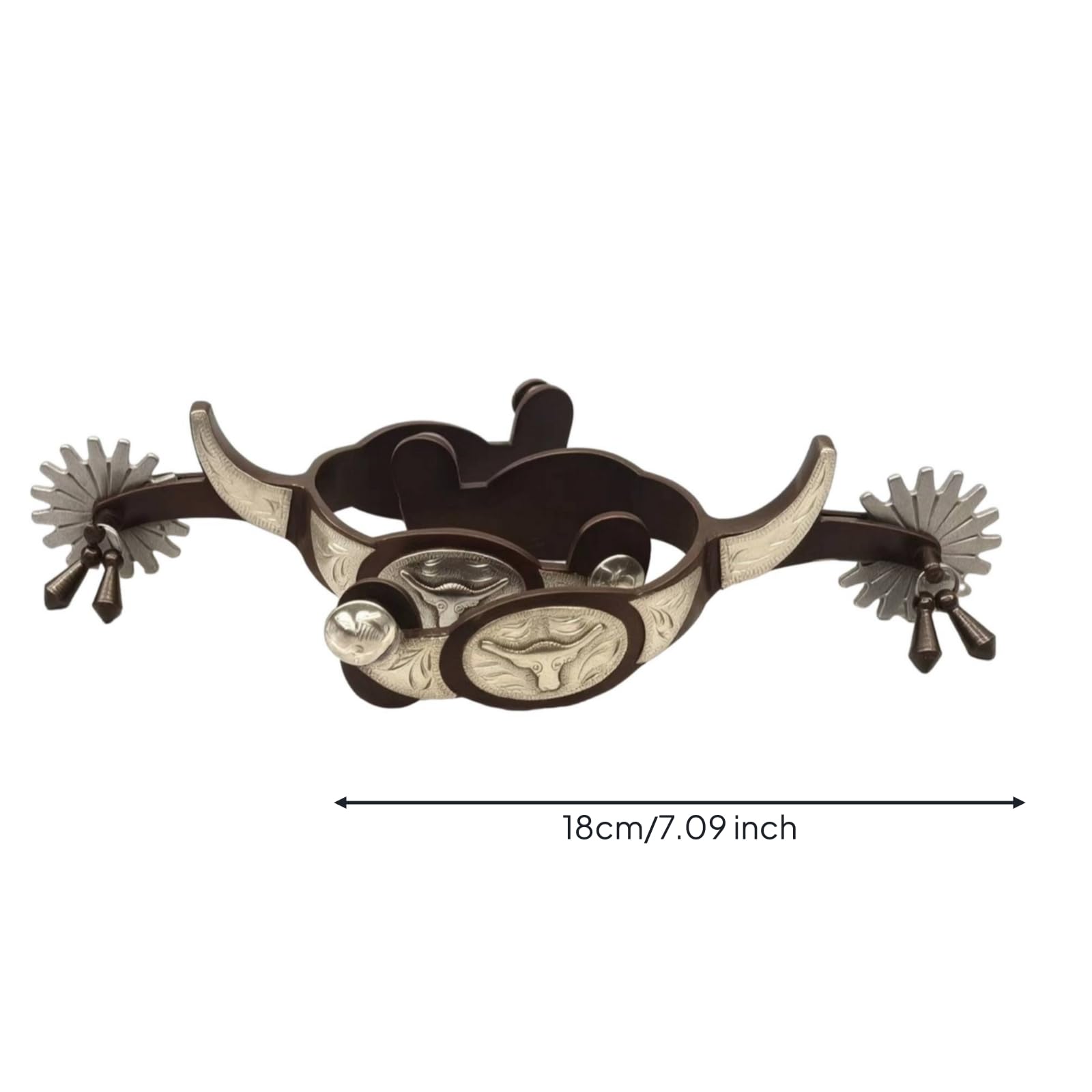 rockible Éperon d'Équitation à Molette Tournante Éperon Western Éperon de Cheval Éperon de Bottes Décors Gravés et Embossés en Acier Faible Carbone pour
