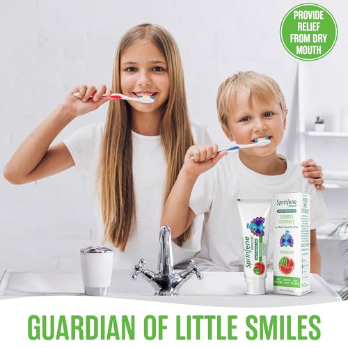 SprinJene Zahnpasta für Kinder mit Wassermelonen-Geschmack, Zahnpasta mit Fluor für Kinder, SLS-frei, Karieschutz, patentierte natürliche Formel (100 g (4er-Pack) – Bild 8