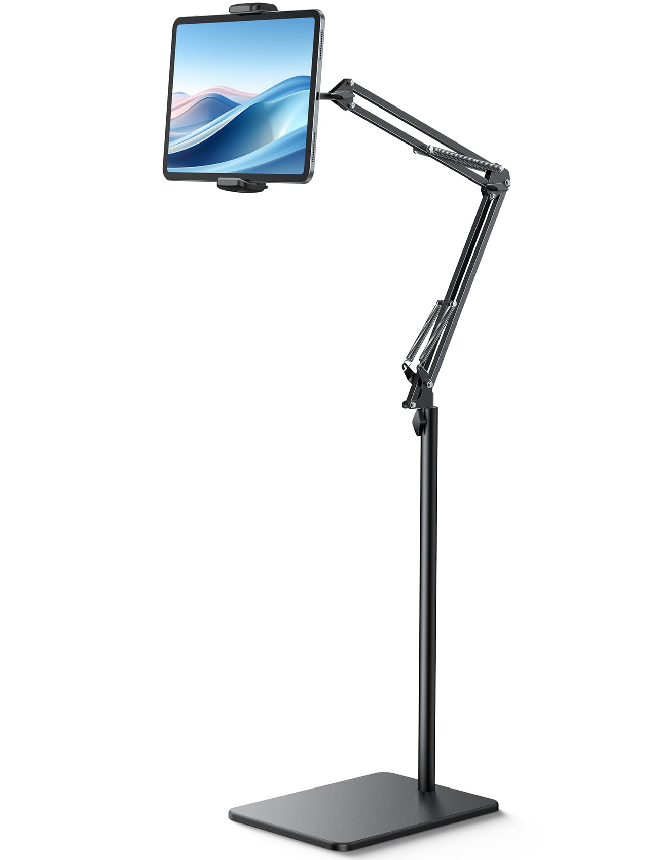 Lamicall Tablet Bodenständer, Tablet Halteung Boden - [Flexibl Höhen- & Winkelverstellbar] Verstellbarer Tabletständer mit 2,2kg Basis, 360° iPad Ständer Halter für iPad Pro/Air/Mini, Kindle, 4,7-13